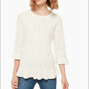 Kate Spade cream cable knit ruffled sweater